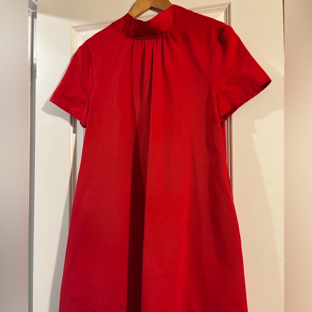Staud Ilana Bow Tie Mini Party Dress Poinsettia Red Size XL